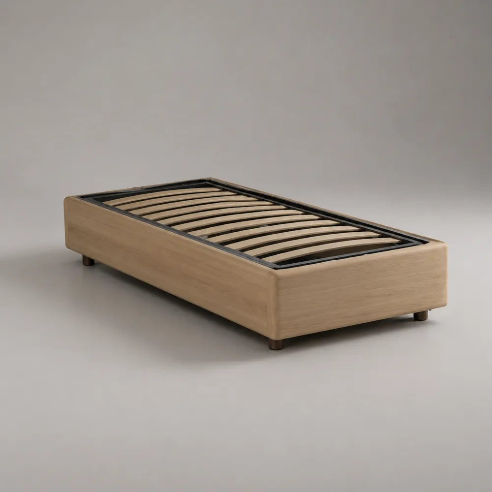Cadre de lit plateforme 200 cm 90 cm 30 cm MDF mélaminé chêne clair sommier à lattes acier noir