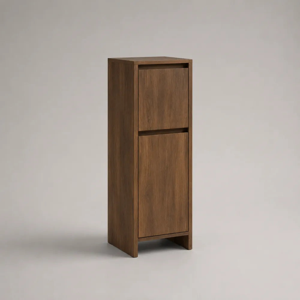 Meuble colonne de rangement 40 cm 35 cm 120 cm MDF placage noyer brun 2 portes structure rectangulaire verticale