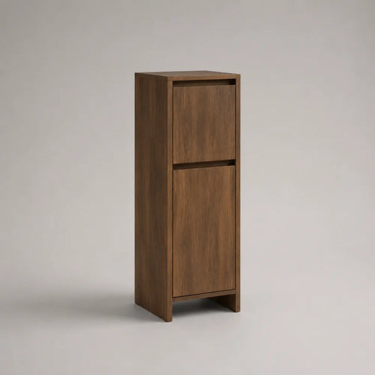 Meuble colonne de rangement 40 cm 35 cm 120 cm MDF placage noyer brun 2 portes structure rectangulaire verticale
